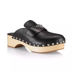 PRADA Studded Leather Clogs SIZE 40 (10US) Women's
